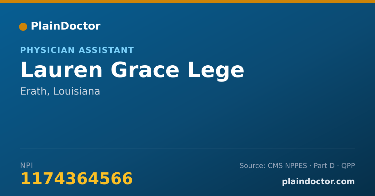 Shareable card for Lauren Grace Lege - Physician Assistant, Erath, LA