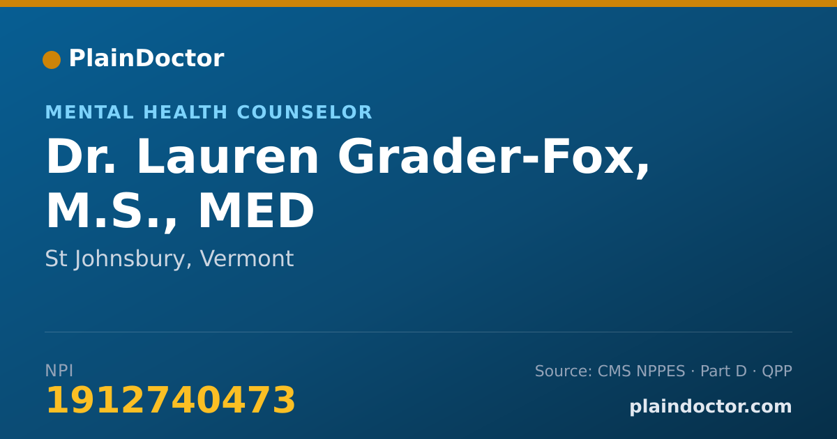 Shareable card for Lauren Grader-Fox, M.S., MED - Mental Health Counselor, St Johnsbury, VT