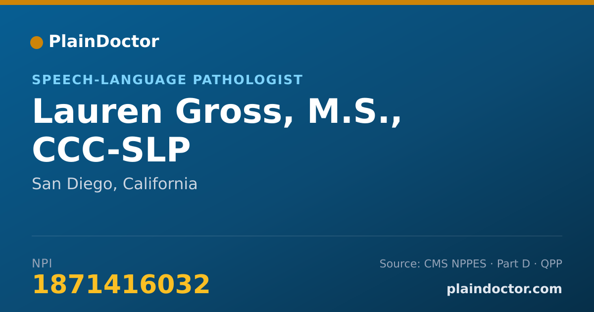 Shareable card for Lauren Gross, M.S., CCC-SLP - Speech-Language Pathologist, San Diego, CA