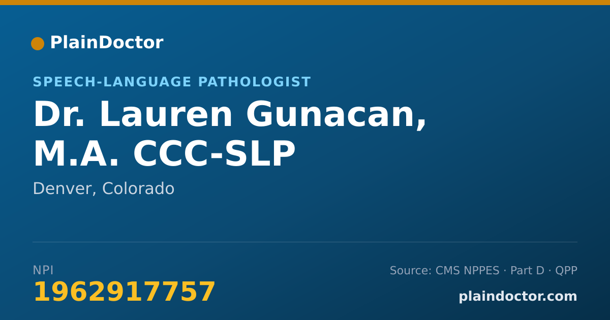 Shareable card for Lauren Gunacan, M.A. CCC-SLP - Speech-Language Pathologist, Denver, CO