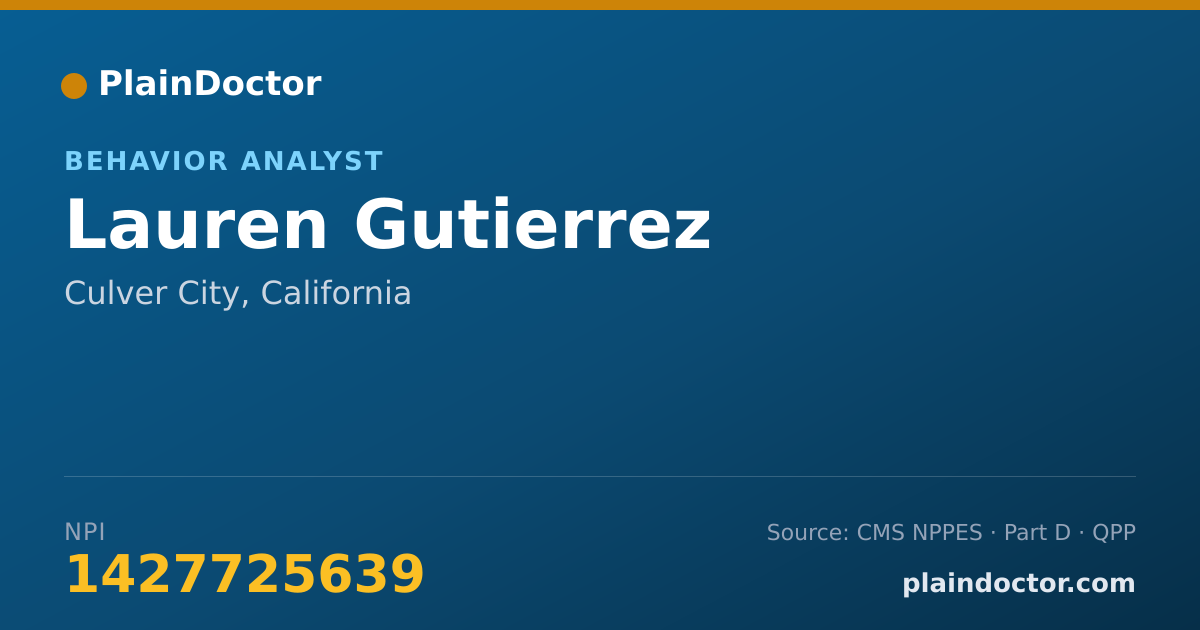 Shareable card for Lauren Gutierrez - Behavior Analyst, Culver City, CA