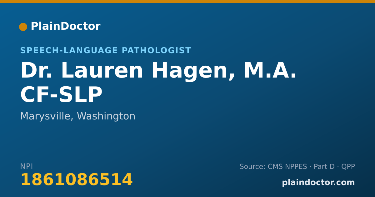Shareable card for Lauren Hagen, M.A. CF-SLP - Speech-Language Pathologist, Marysville, WA