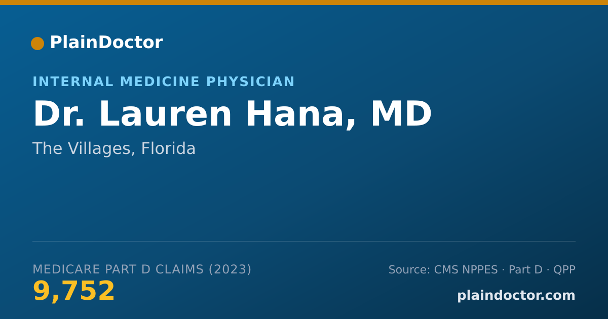 Shareable card for Lauren Hana, MD - Internal Medicine Physician, The Villages, FL