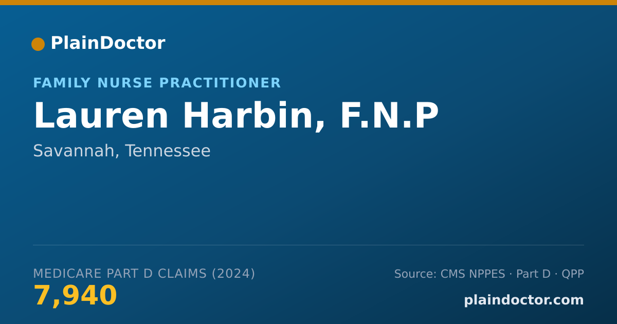 Shareable card for Lauren Harbin, F.N.P - Family Nurse Practitioner, Savannah, TN