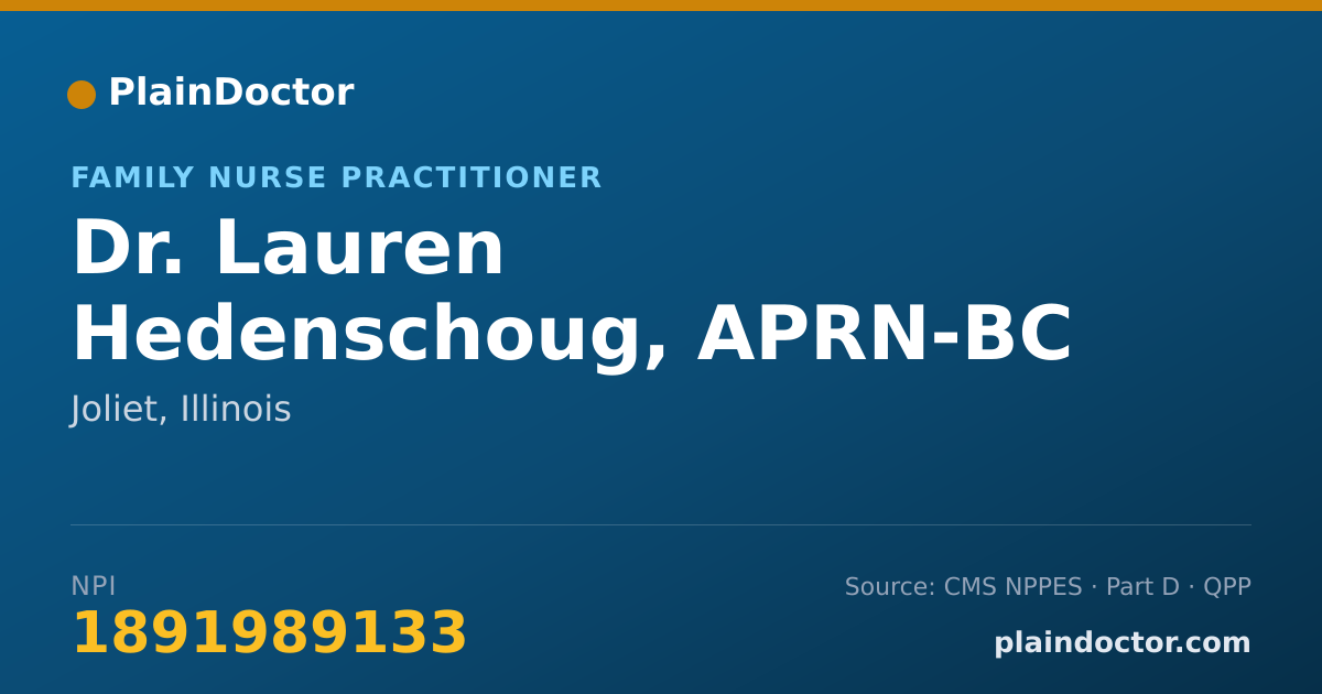Shareable card for Lauren Hedenschoug, APRN-BC - Family Nurse Practitioner, Joliet, IL