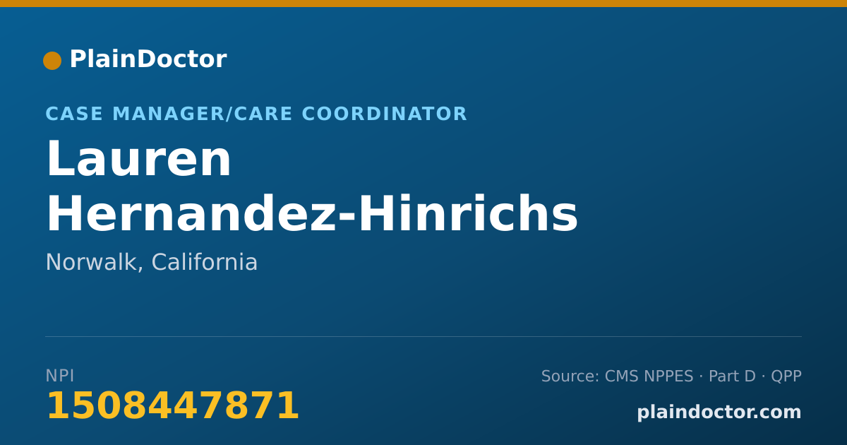 Shareable card for Lauren Hernandez-Hinrichs - Case Manager/Care Coordinator, Norwalk, CA