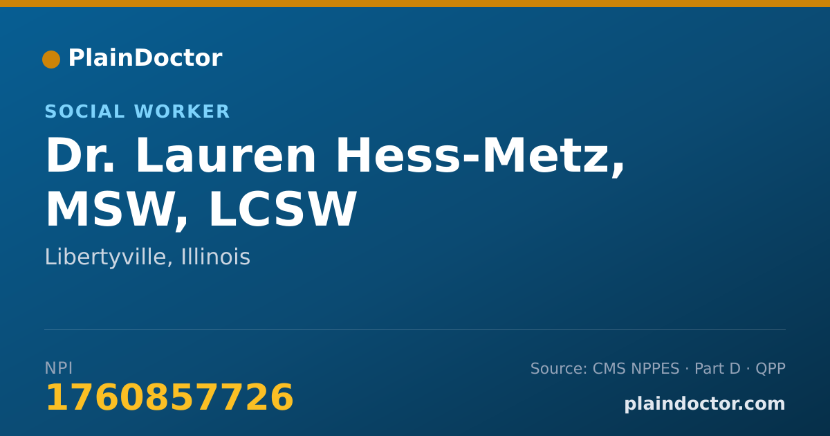 Shareable card for Lauren Hess-Metz, MSW, LCSW - Social Worker, Libertyville, IL