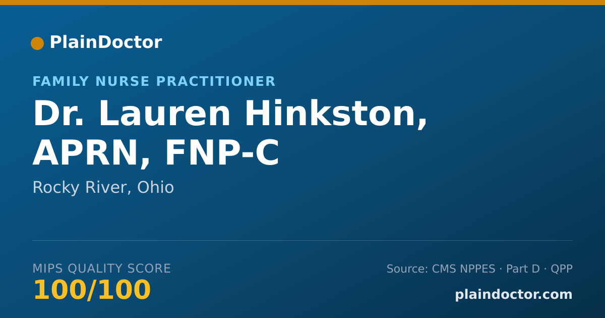 Shareable card for Lauren Hinkston, APRN, FNP-C - Family Nurse Practitioner, Rocky River, OH