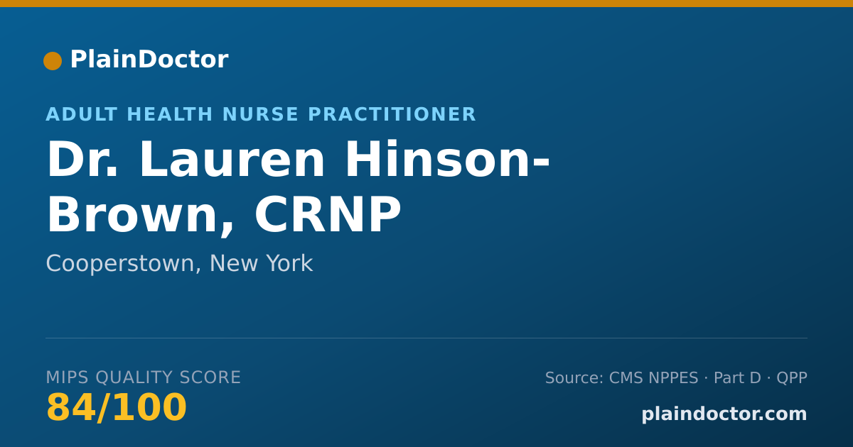 Shareable card for Lauren Hinson- Brown, CRNP - Adult Health Nurse Practitioner, Cooperstown, NY