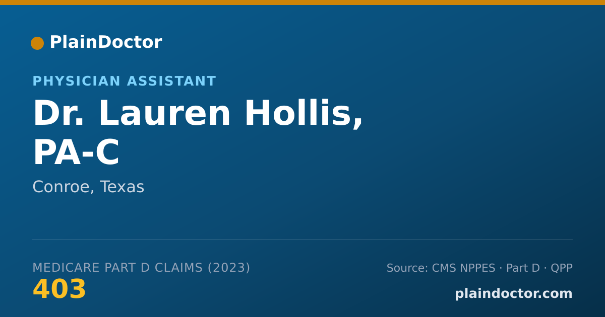 Shareable card for Lauren Hollis, PA-C - Physician Assistant, Conroe, TX