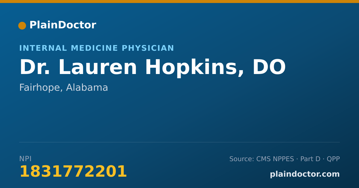 Shareable card for Lauren Hopkins, DO - Internal Medicine Physician, Fairhope, AL