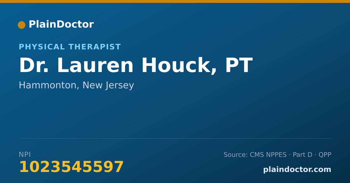 Shareable card for Lauren Houck, PT - Physical Therapist, Hammonton, NJ