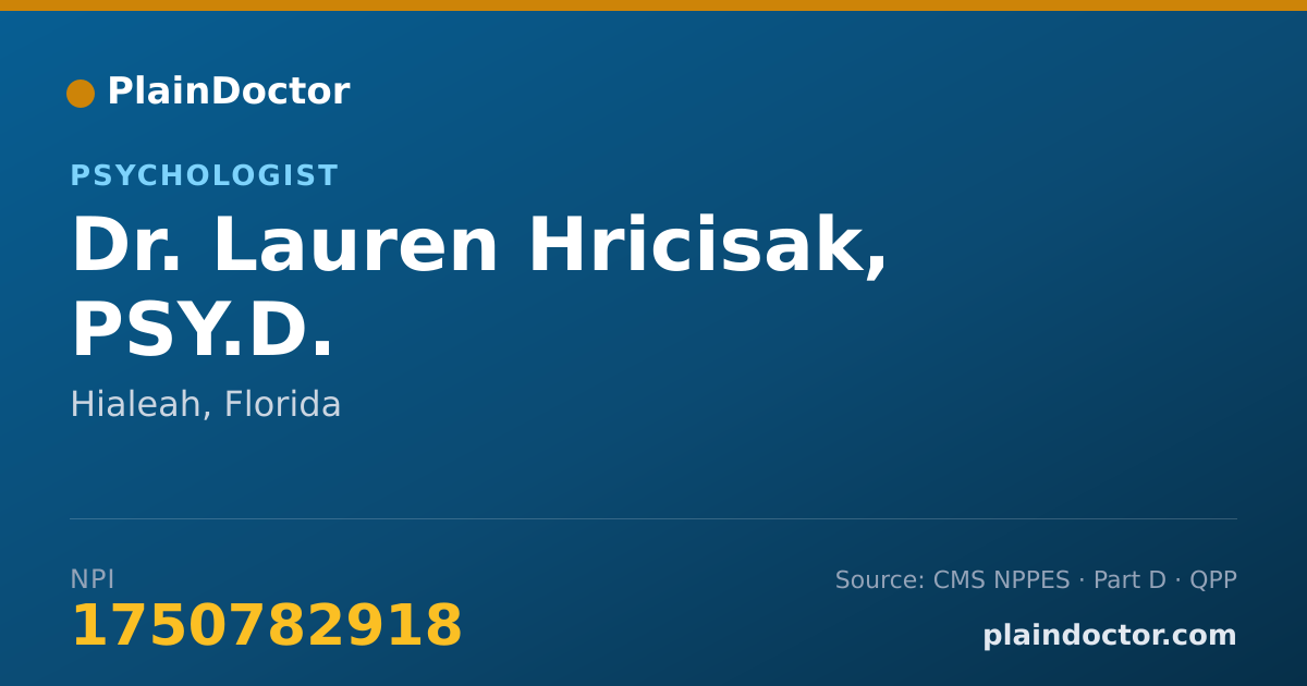 Shareable card for Lauren Hricisak, PSY.D. - Psychologist, Hialeah, FL