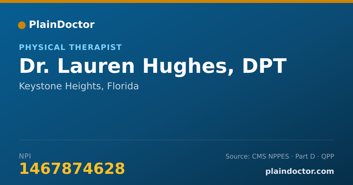 Shareable card for Lauren Hughes, DPT - Physical Therapist, Keystone Heights, FL