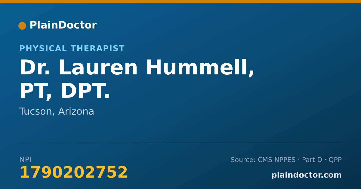 Shareable card for Lauren Hummell, PT, DPT. - Physical Therapist, Tucson, AZ