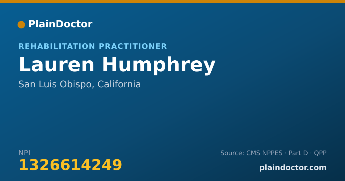 Shareable card for Lauren Humphrey - Rehabilitation Practitioner, San Luis Obispo, CA