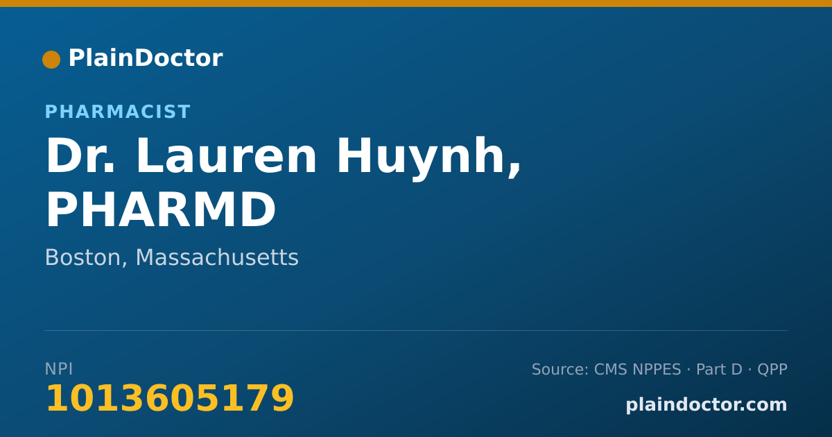Shareable card for Lauren Huynh, PHARMD - Pharmacist, Boston, MA