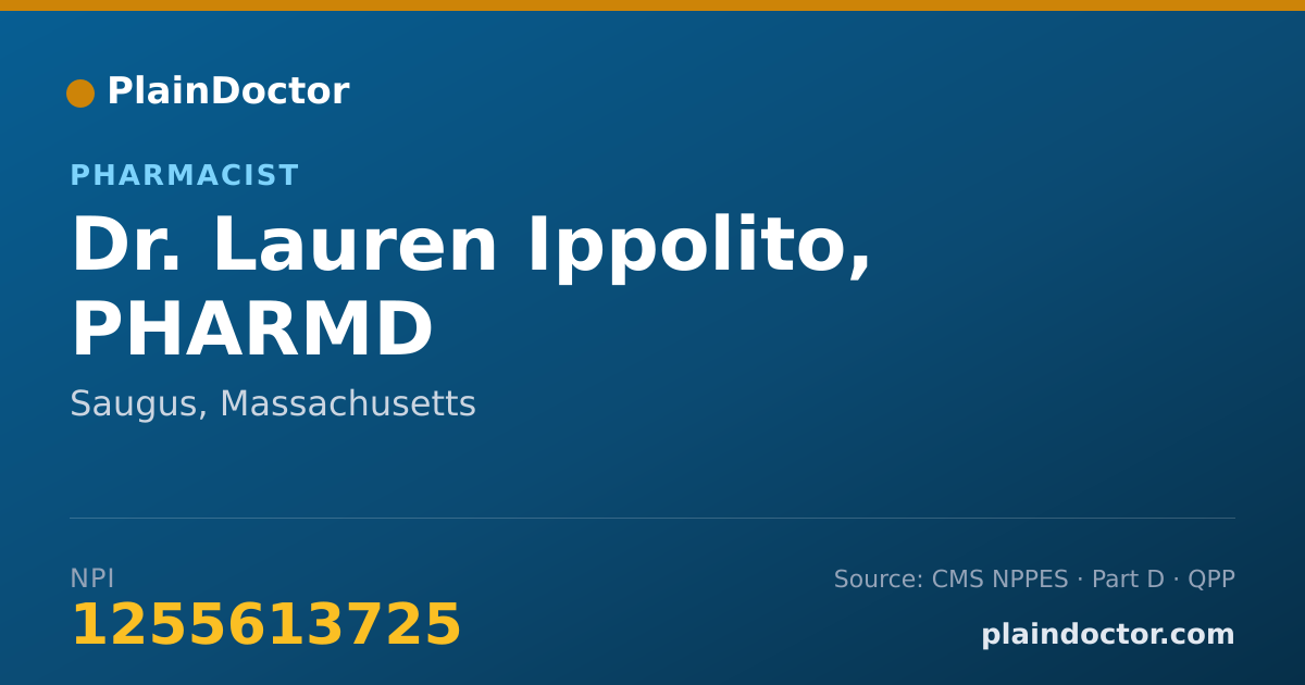 Shareable card for Lauren Ippolito, PHARMD - Pharmacist, Saugus, MA