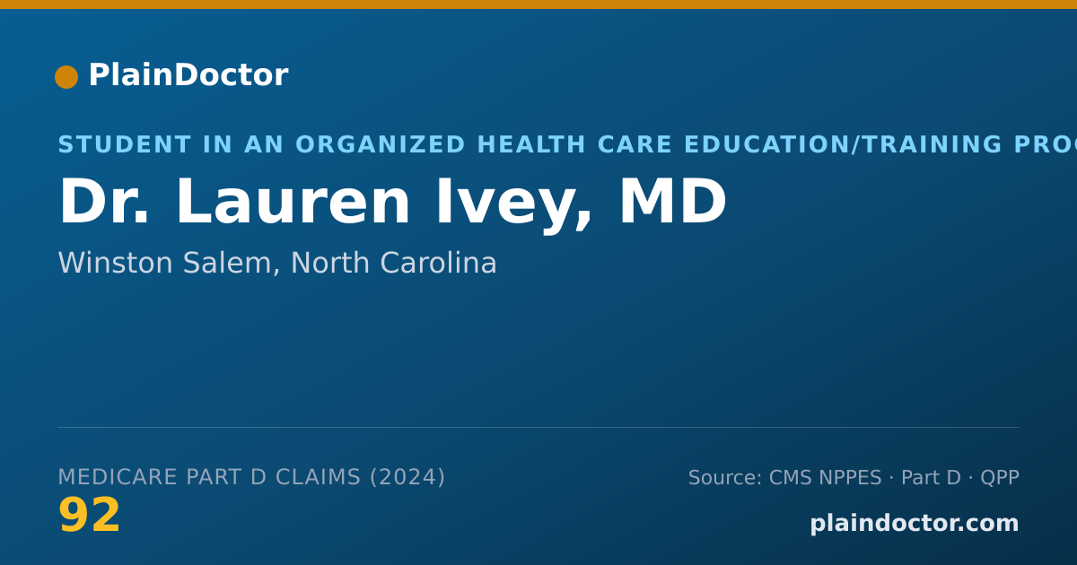 Shareable card for Lauren Ivey, MD - Student in an Organized Health Care Education/Training Program, Winston Salem, NC