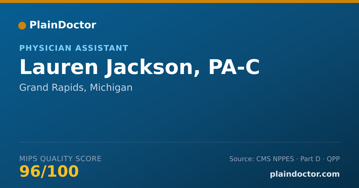 Shareable card for Lauren Jackson, PA-C - Medical Physician Assistant, Grand Rapids, MI