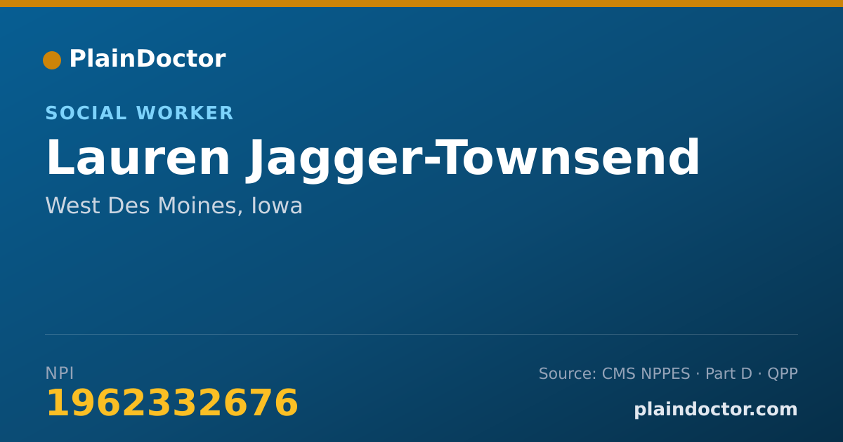 Shareable card for Lauren Jagger-Townsend - Social Worker, West Des Moines, IA