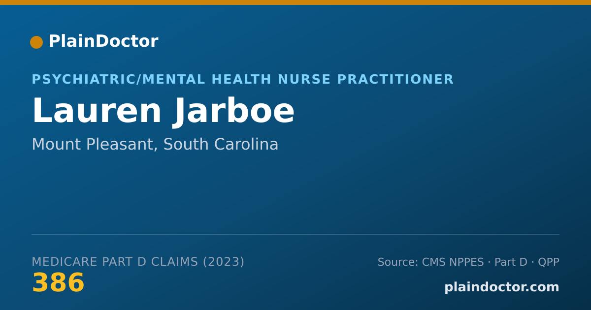 Shareable card for Lauren Jarboe - Psychiatric/Mental Health Nurse Practitioner, Mount Pleasant, SC