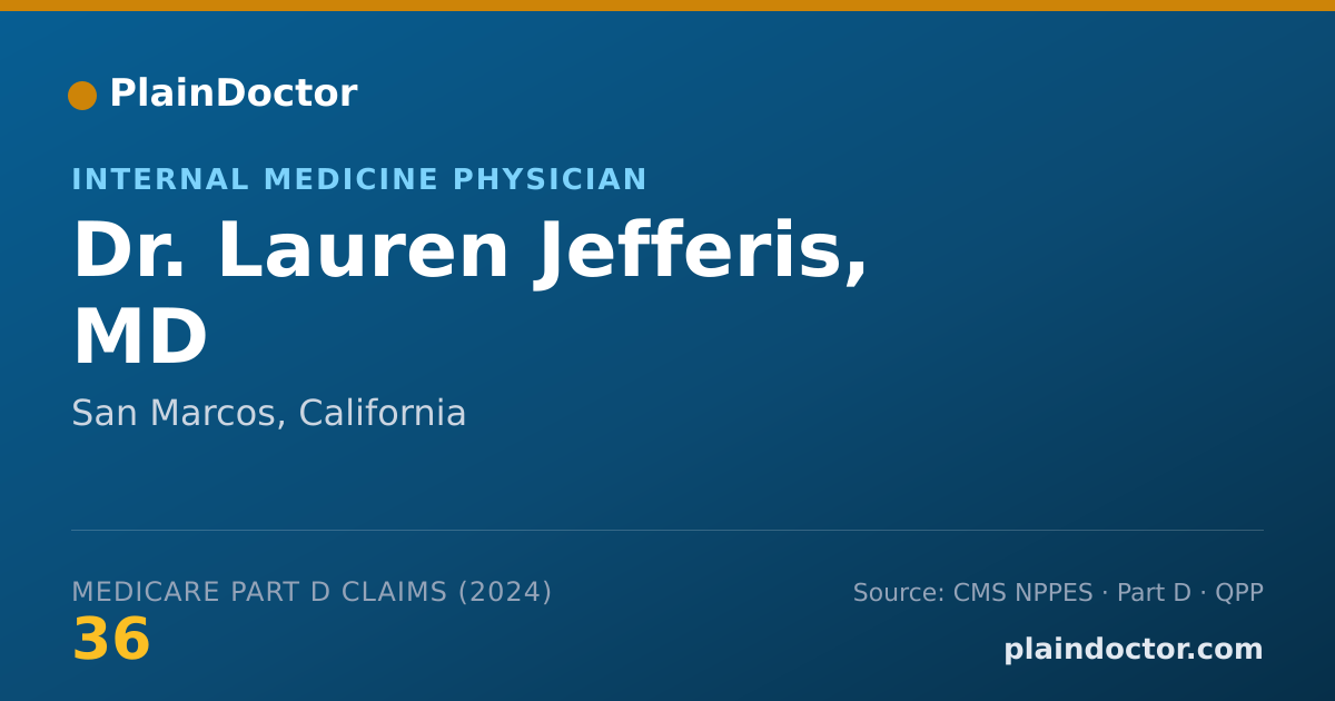 Shareable card for Lauren Jefferis, MD - Internal Medicine Physician, San Marcos, CA