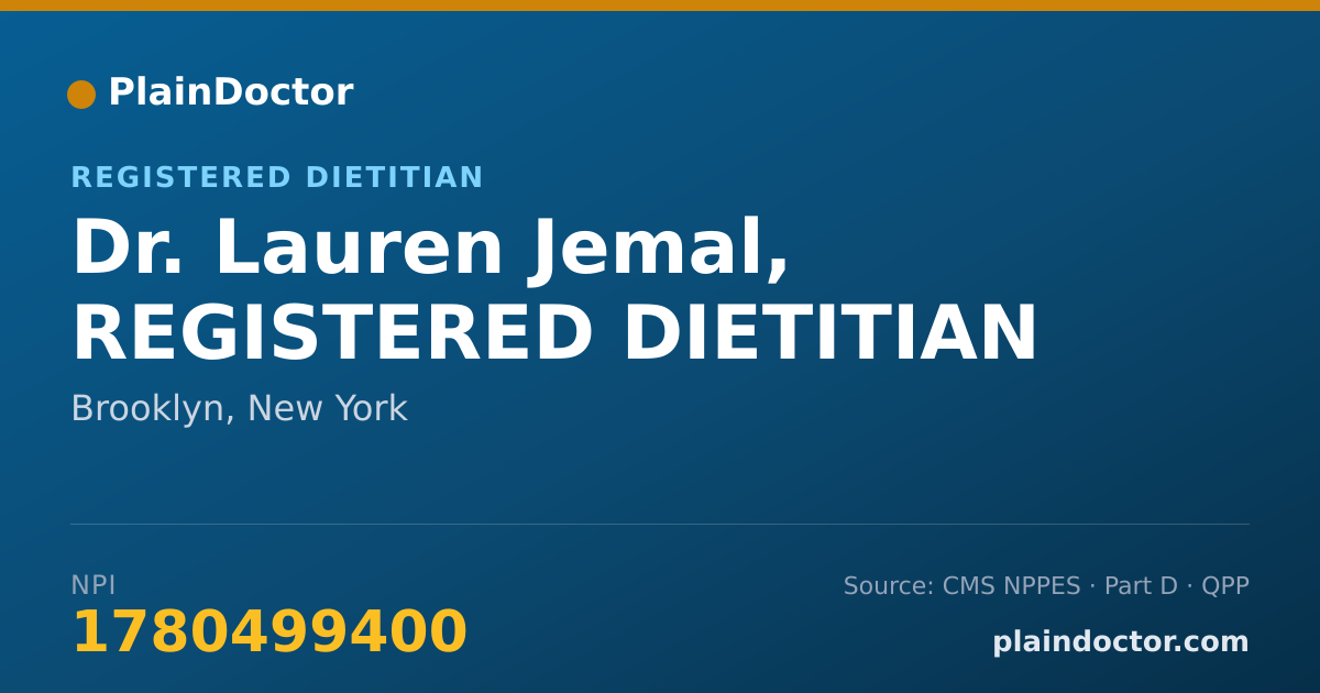 Shareable card for Lauren Jemal, REGISTERED DIETITIAN - Registered Dietitian, Brooklyn, NY