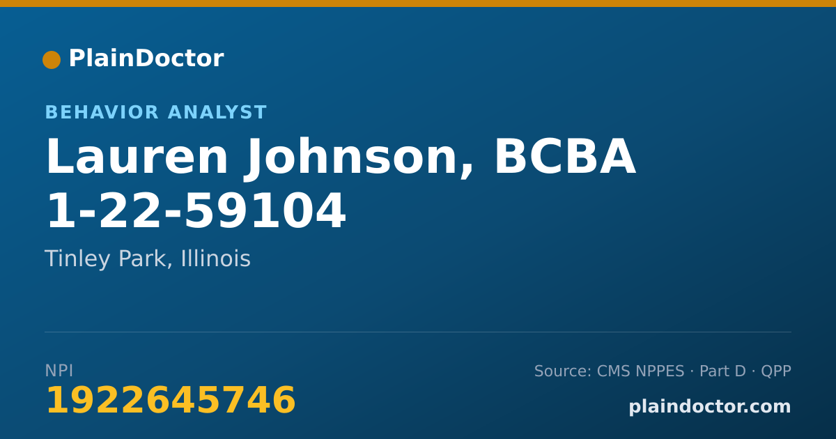 Shareable card for Lauren Johnson, BCBA 1-22-59104 - Behavior Analyst, Tinley Park, IL