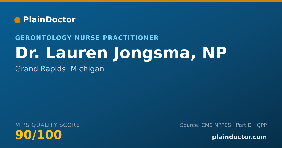 Shareable card for Lauren Jongsma, NP - Gerontology Nurse Practitioner, Grand Rapids, MI