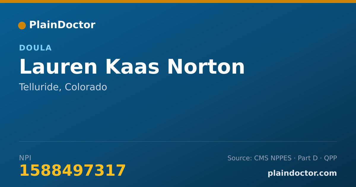 Shareable card for Lauren Kaas Norton - Doula, Telluride, CO