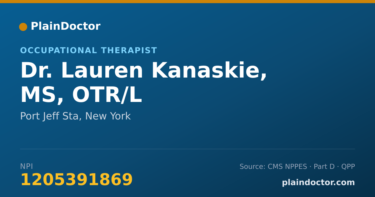 Shareable card for Lauren Kanaskie, MS, OTR/L - Occupational Therapist, Port Jeff Sta, NY