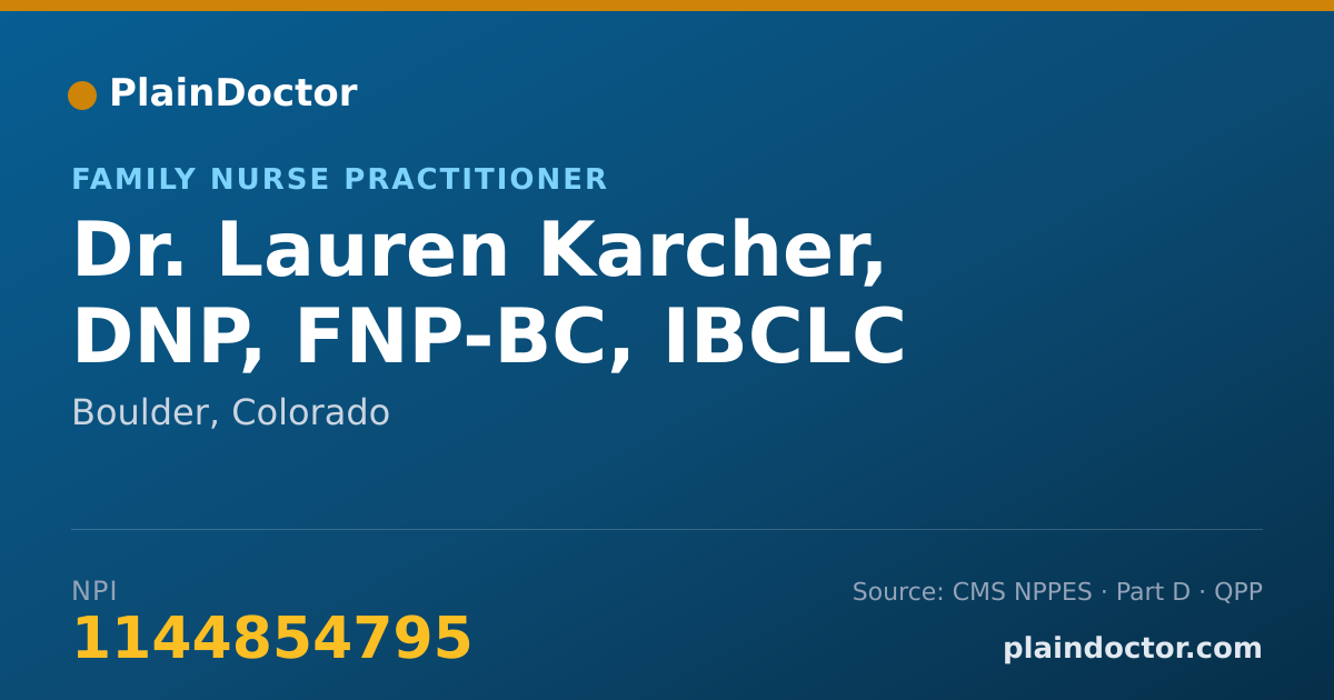 Shareable card for Lauren Karcher, DNP, FNP-BC, IBCLC - Family Nurse Practitioner, Boulder, CO