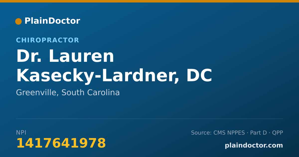 Shareable card for Lauren Kasecky-Lardner, DC - Chiropractor, Greenville, SC