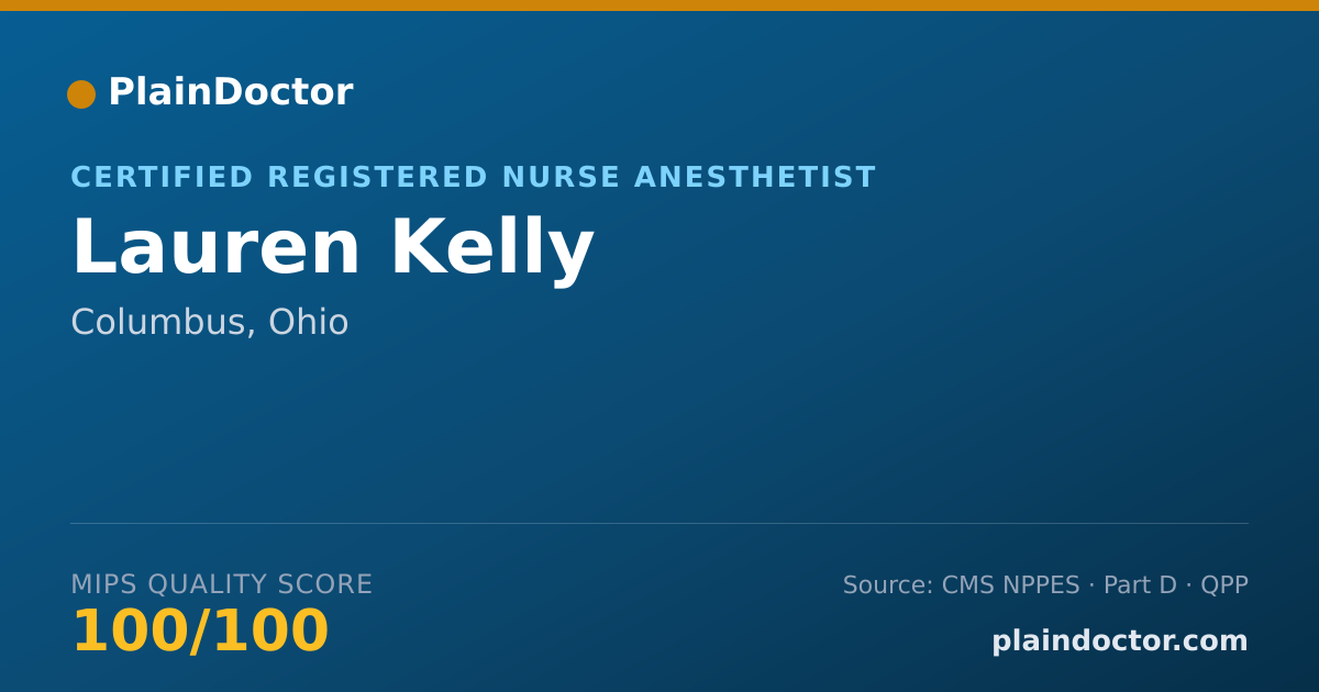 Shareable card for Lauren Kelly - Certified Registered Nurse Anesthetist, Columbus, OH