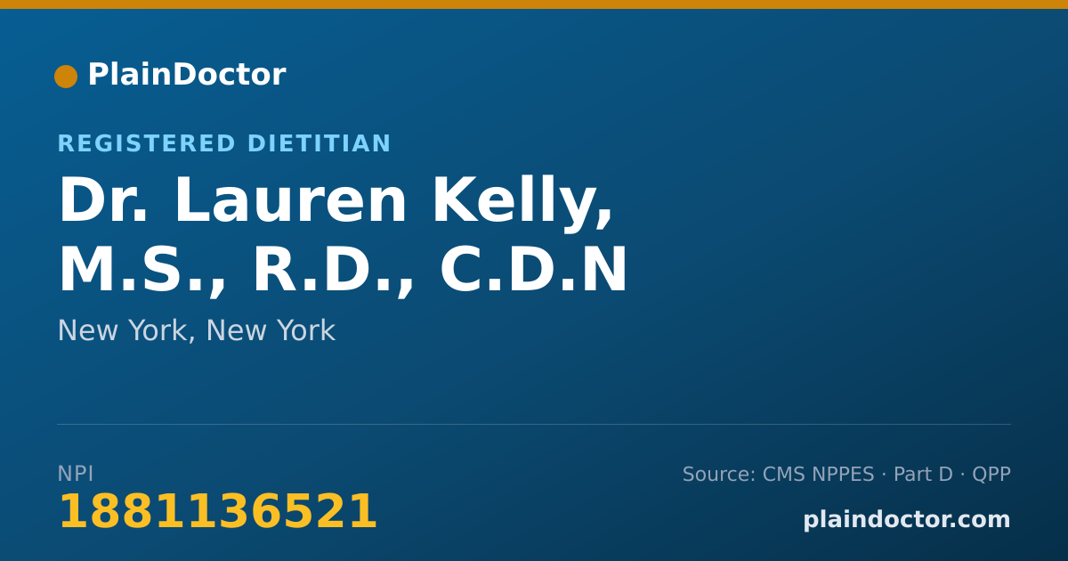 Shareable card for Lauren Kelly, M.S., R.D., C.D.N - Registered Dietitian, New York, NY