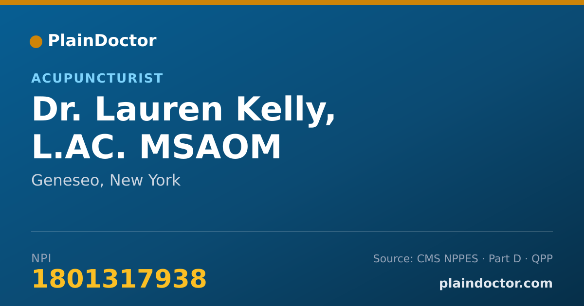 Shareable card for Lauren Kelly, L.AC. MSAOM - Acupuncturist, Geneseo, NY