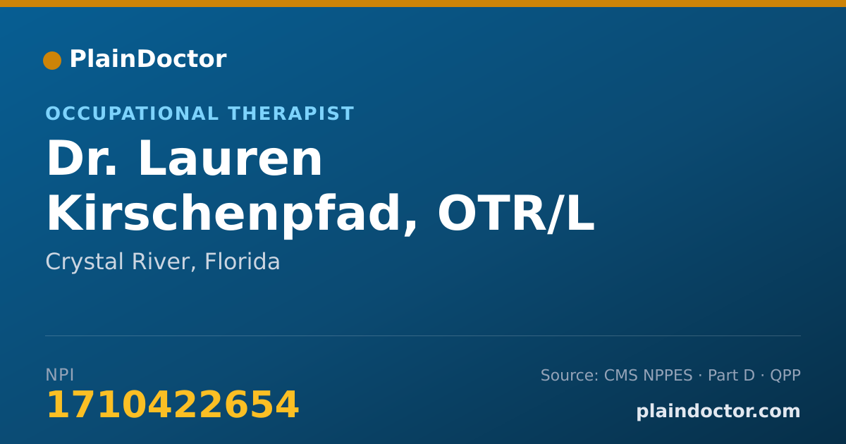 Shareable card for Lauren Kirschenpfad, OTR/L - Occupational Therapist, Crystal River, FL