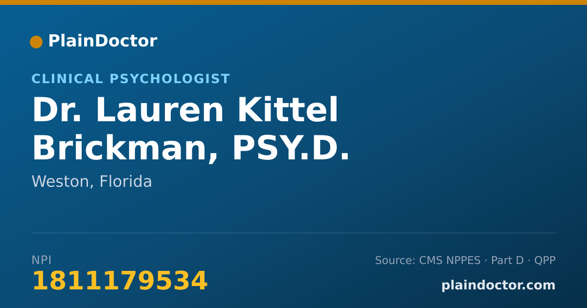 Shareable card for Lauren Kittel Brickman, PSY.D. - Clinical Psychologist, Weston, FL