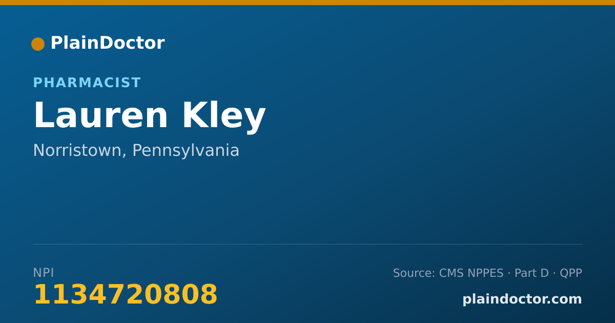 Shareable card for Lauren Kley - Pharmacist, Norristown, PA