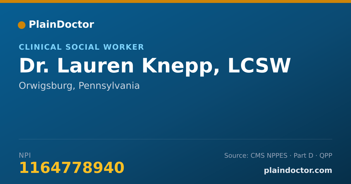 Shareable card for Lauren Knepp, LCSW - Clinical Social Worker, Orwigsburg, PA