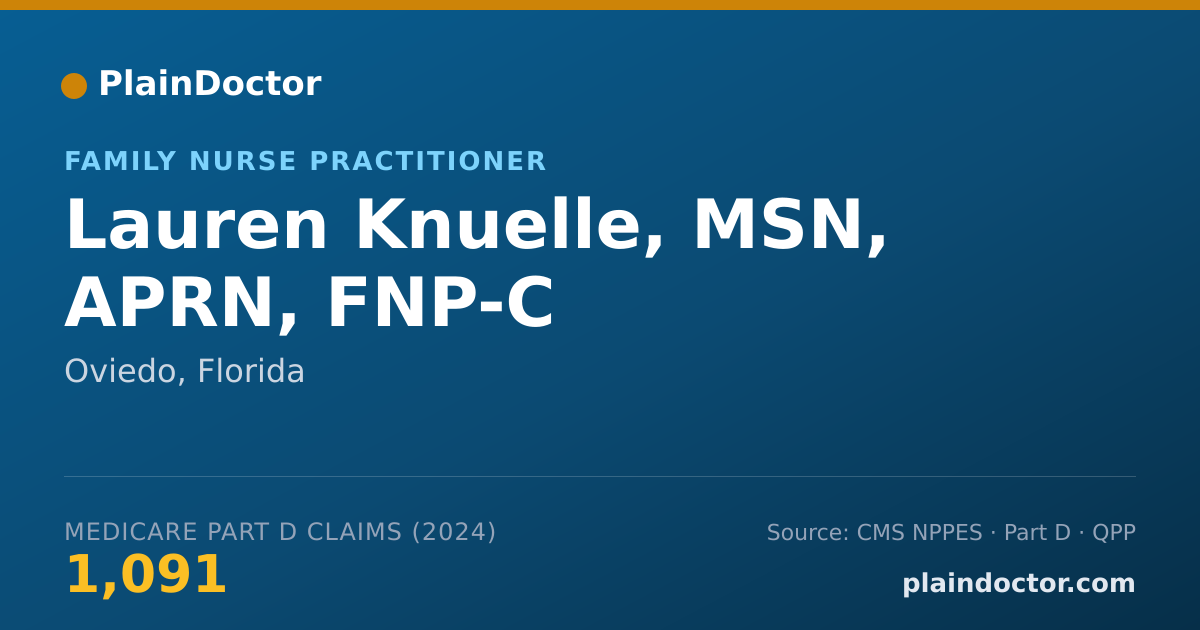 Shareable card for Lauren Knuelle, MSN, APRN, FNP-C - Family Nurse Practitioner, Oviedo, FL