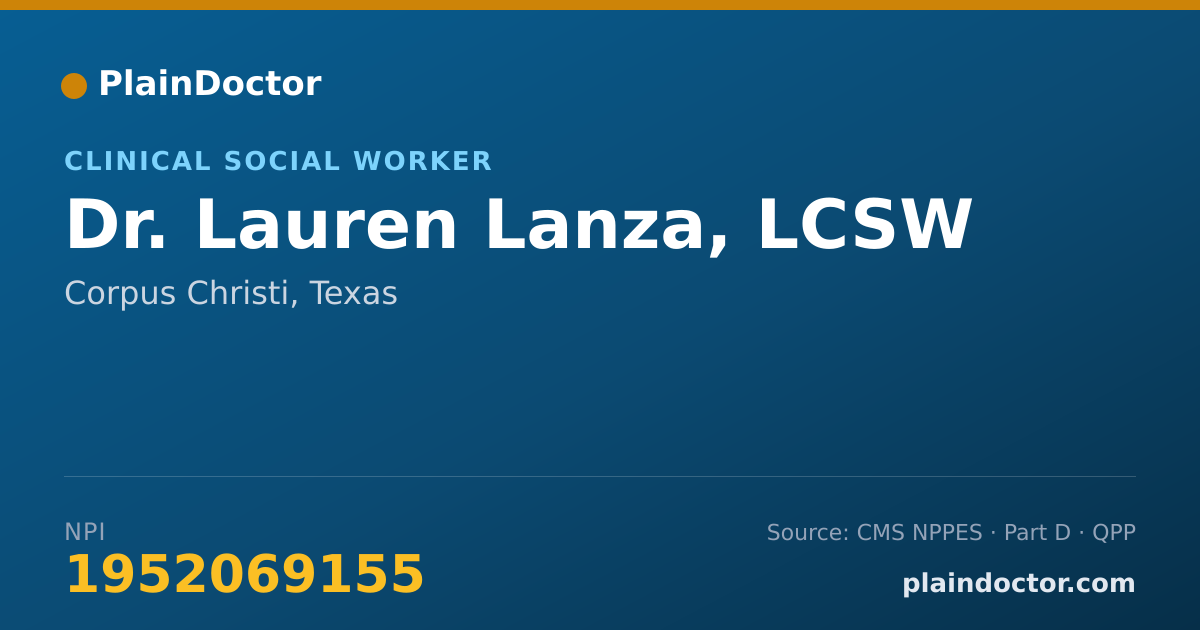 Shareable card for Lauren Lanza, LCSW - Clinical Social Worker, Corpus Christi, TX
