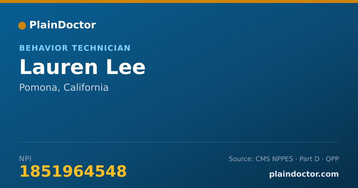 Shareable card for Lauren Lee - Behavior Technician, Pomona, CA
