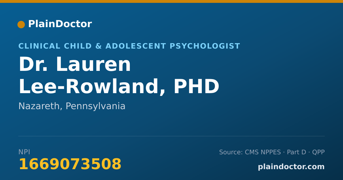 Shareable card for Lauren Lee-Rowland, PHD - Clinical Child & Adolescent Psychologist, Nazareth, PA
