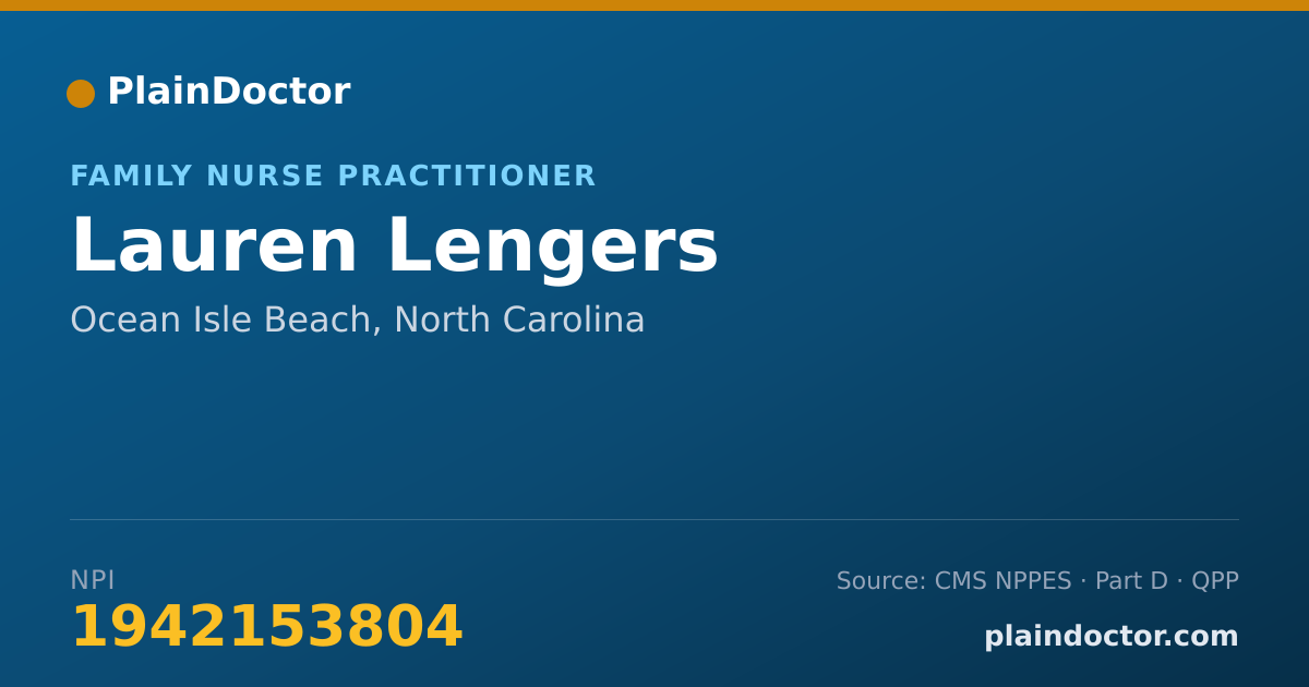 Shareable card for Lauren Lengers - Family Nurse Practitioner, Ocean Isle Beach, NC