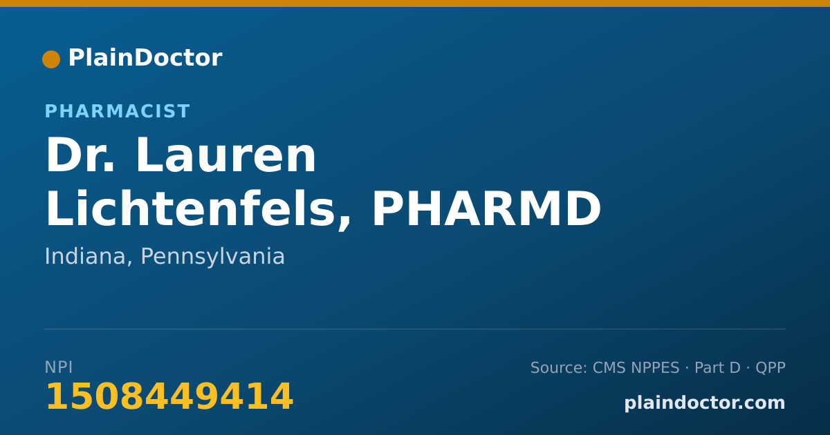 Shareable card for Lauren Lichtenfels, PHARMD - Pharmacist, Indiana, PA