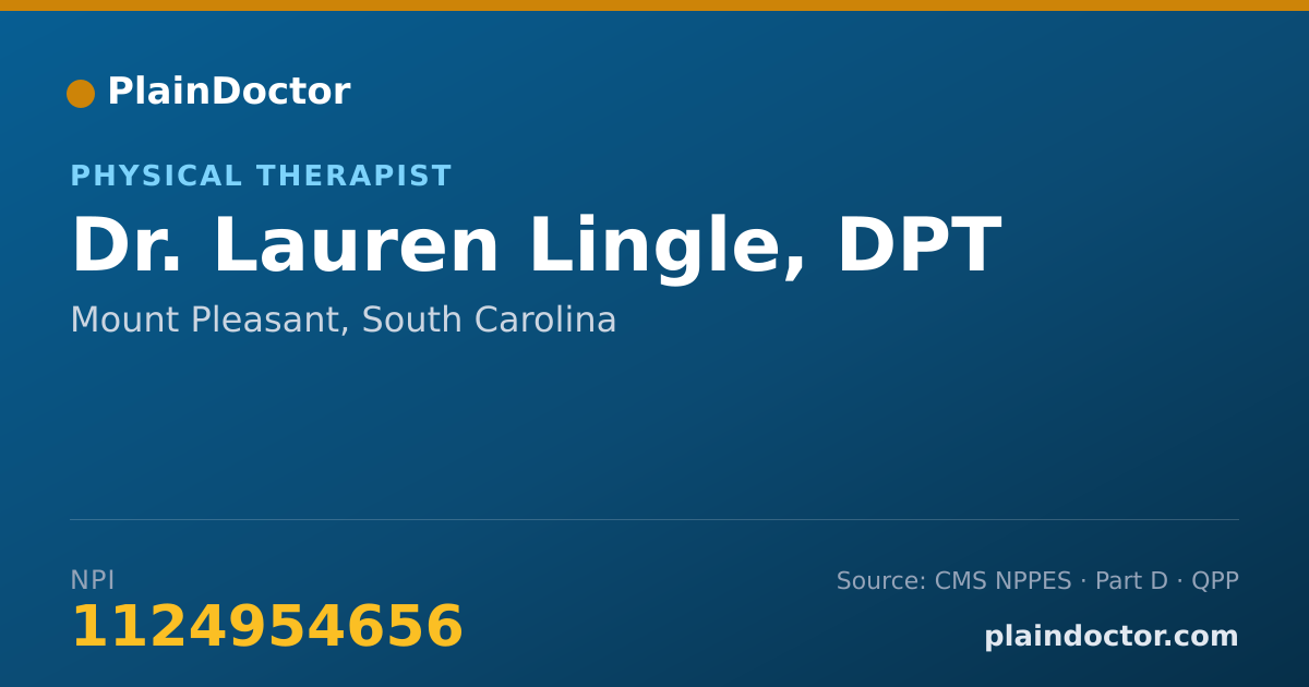 Shareable card for Lauren Lingle, DPT - Physical Therapist, Mount Pleasant, SC
