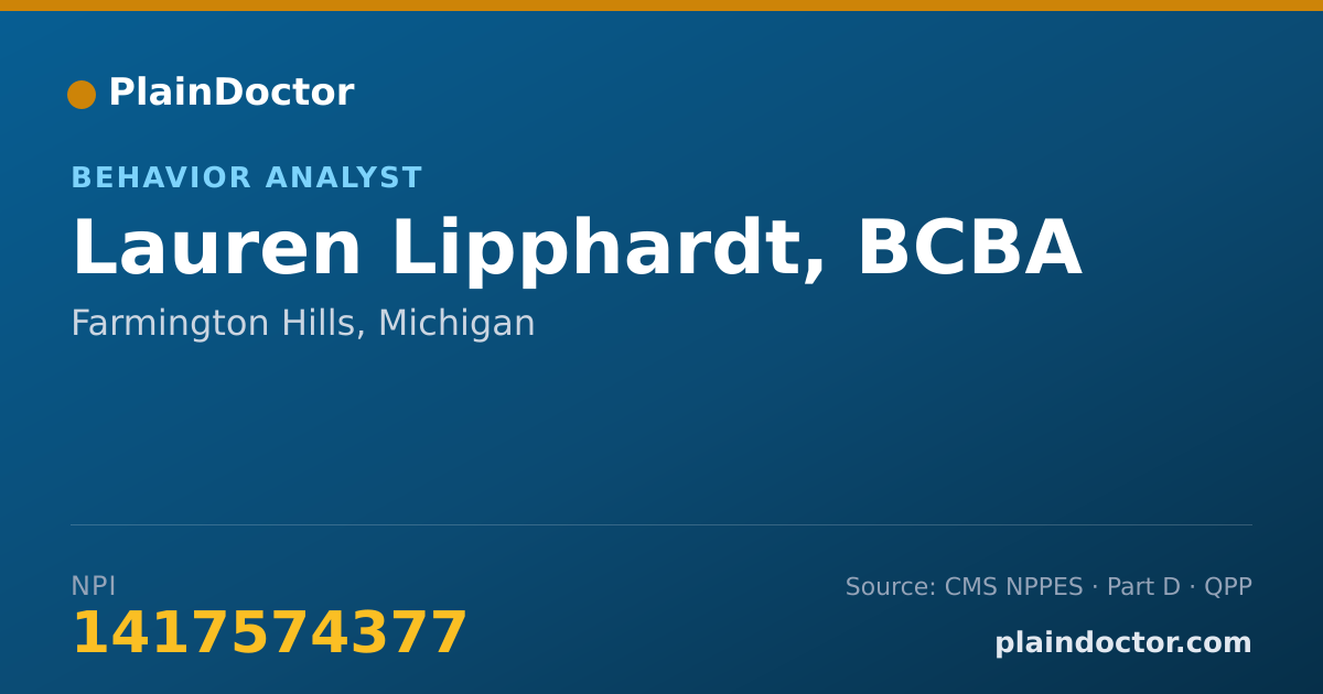 Shareable card for Lauren Lipphardt, BCBA - Behavior Analyst, Farmington Hills, MI