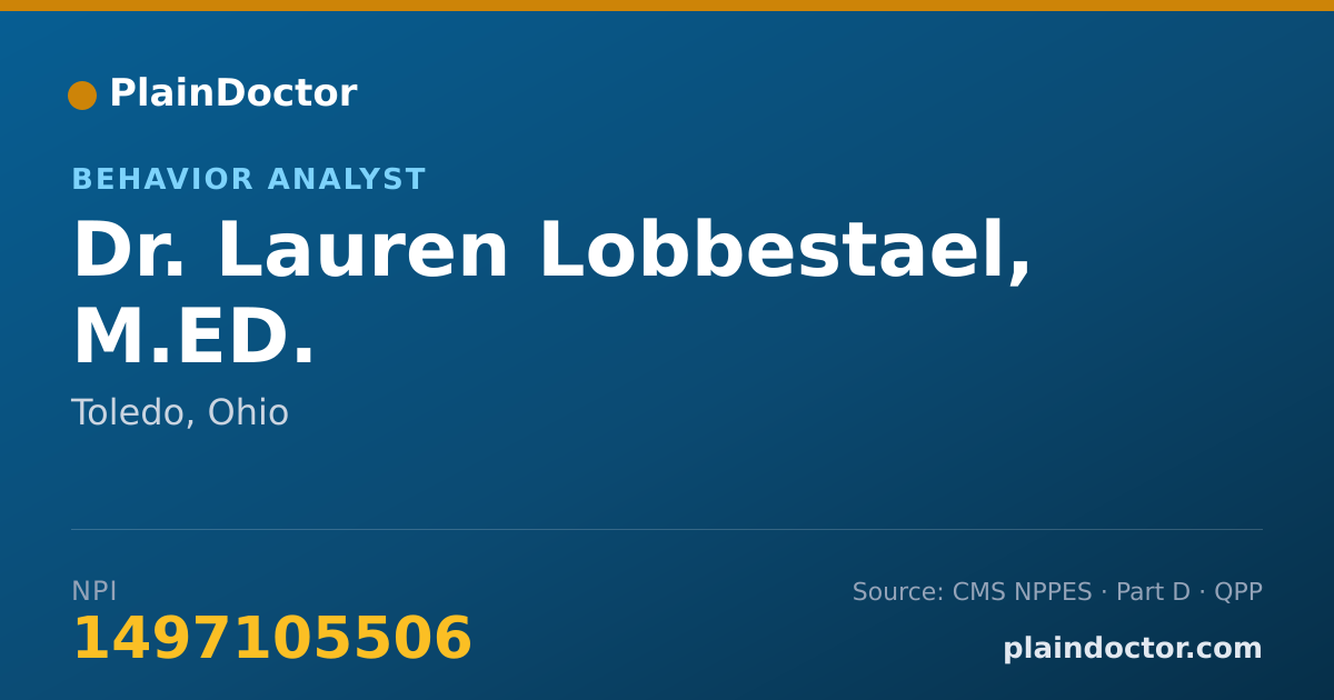 Shareable card for Lauren Lobbestael, M.ED. - Behavior Analyst, Toledo, OH